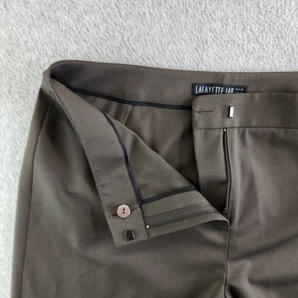Lafayette 148 Pants Womens 10 Brown Menswear Fit Virgin Italian Stretch Wool - Picture 3 of 16